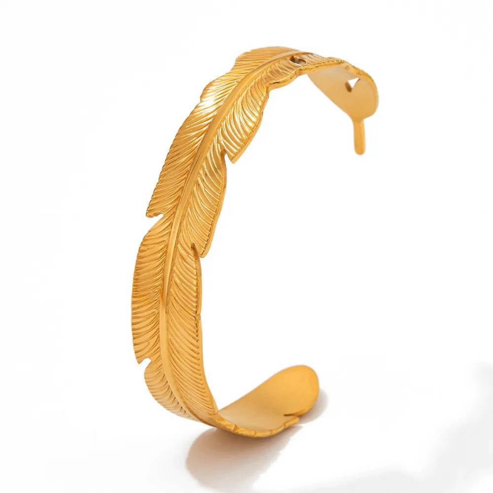 Waterproof Sweatproof Feather Bracelet: Gold Plated Minimalist