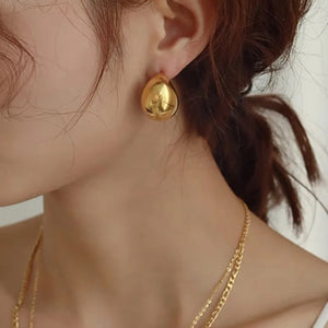 Waterproof Sweatproof Hoop Earrings : Gold Plated