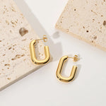 Waterproof Sweatproof U-Shape Hoop Earrings : Gold Plated