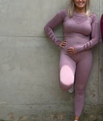 “Lilac Sky” Winter Activewear Set: Long-Sleeve Top and Tights