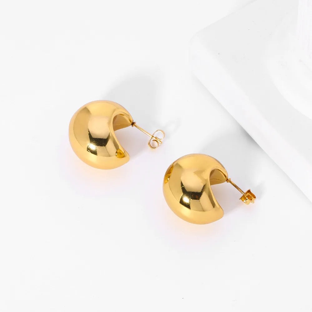 Waterproof Sweatproof Hoop Earrings : Gold Plated