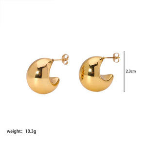 Waterproof Sweatproof Hoop Earrings : Gold Plated