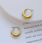 Waterproof Sweatproof Patterned Geometric Hoop Earrings : Gold Plated