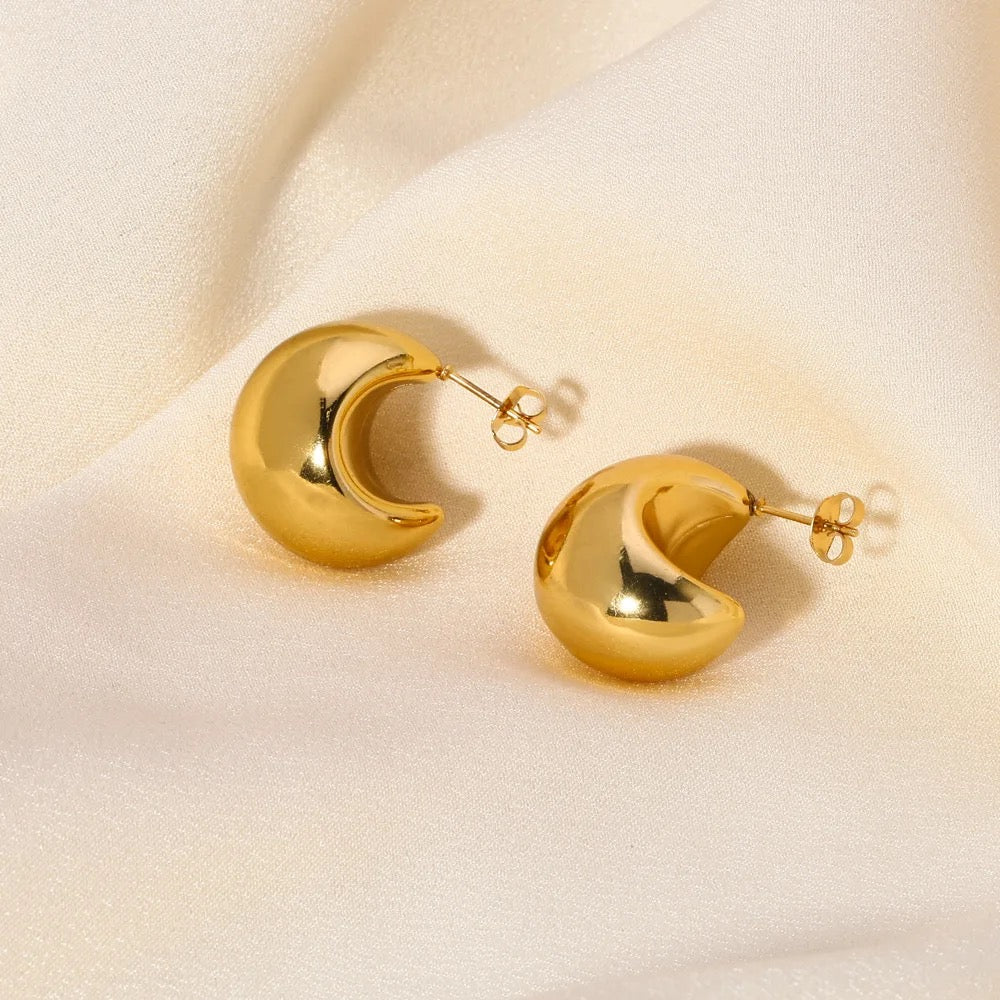 Waterproof Sweatproof Hoop Earrings : Gold Plated