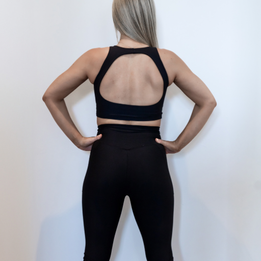 Activewear Set Cross Band Open Back | Black