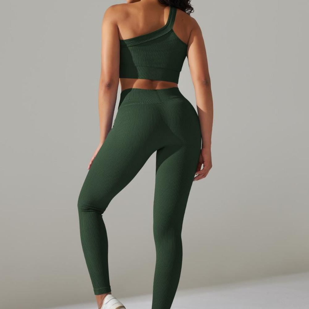 One Shoulder Activewear Set | Bottle Green