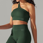 One Shoulder Activewear Set | Bottle Green