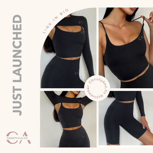 Short Activewear Set with Stlyish Sleek Arm Warmer | Black