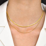 Waterproof Sweatproof Double Snake Chain Necklace: Gold Plated Minimalist
