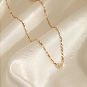 Sweatproof Waterproof Gym Exercise Minimalistic Chain with Pearl Bead | 18k Gold Plated
