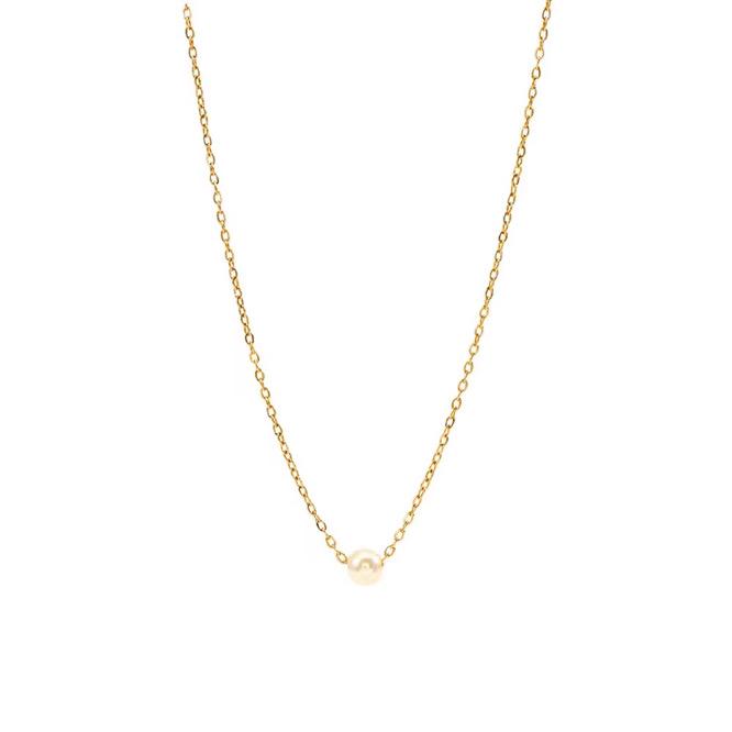 Sweatproof Waterproof Gym Exercise Minimalistic Chain with Pearl Bead | 18k Gold Plated