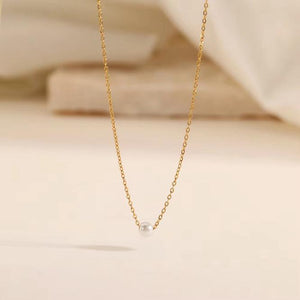 Sweatproof Waterproof Gym Exercise Minimalistic Chain with Pearl Bead | 18k Gold Plated