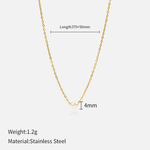 Sweatproof Waterproof Gym Exercise Minimalistic Chain with Pearl Bead | 18k Gold Plated