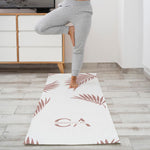 Yoga Mat | White dusty pink leaves - ChristyAnn.Fit Live Workouts