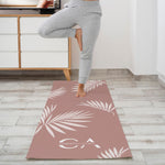 Yoga Mat | Dusty Pink White Leaves - ChristyAnn.Fit Live Workouts