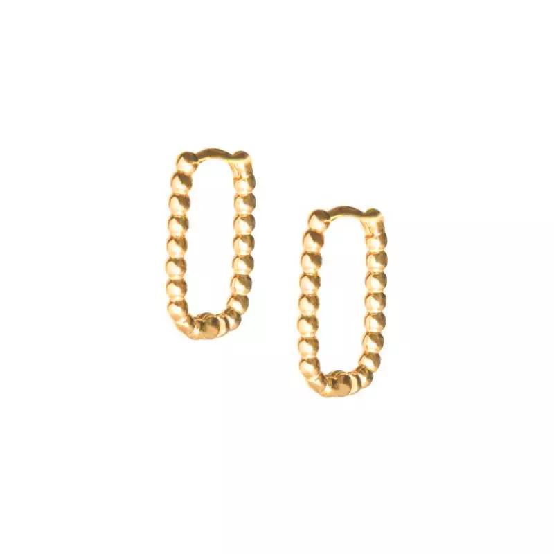 
                
                    Load image into Gallery viewer, Looped Rectangle Ball Earrings : Gold Plated - ChristyAnn.Fit Live Workouts
                
            