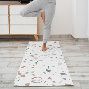 Yoga mat Terrazzo on White ChristyAnn.fit
