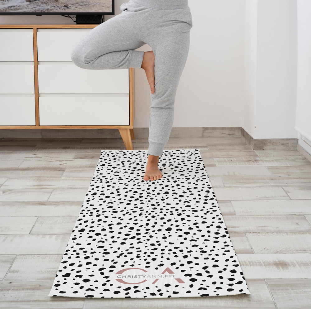 
                
                    Load image into Gallery viewer, Yoga Mat | Black and White Spots - ChristyAnn.Fit Live Workouts
                
            
